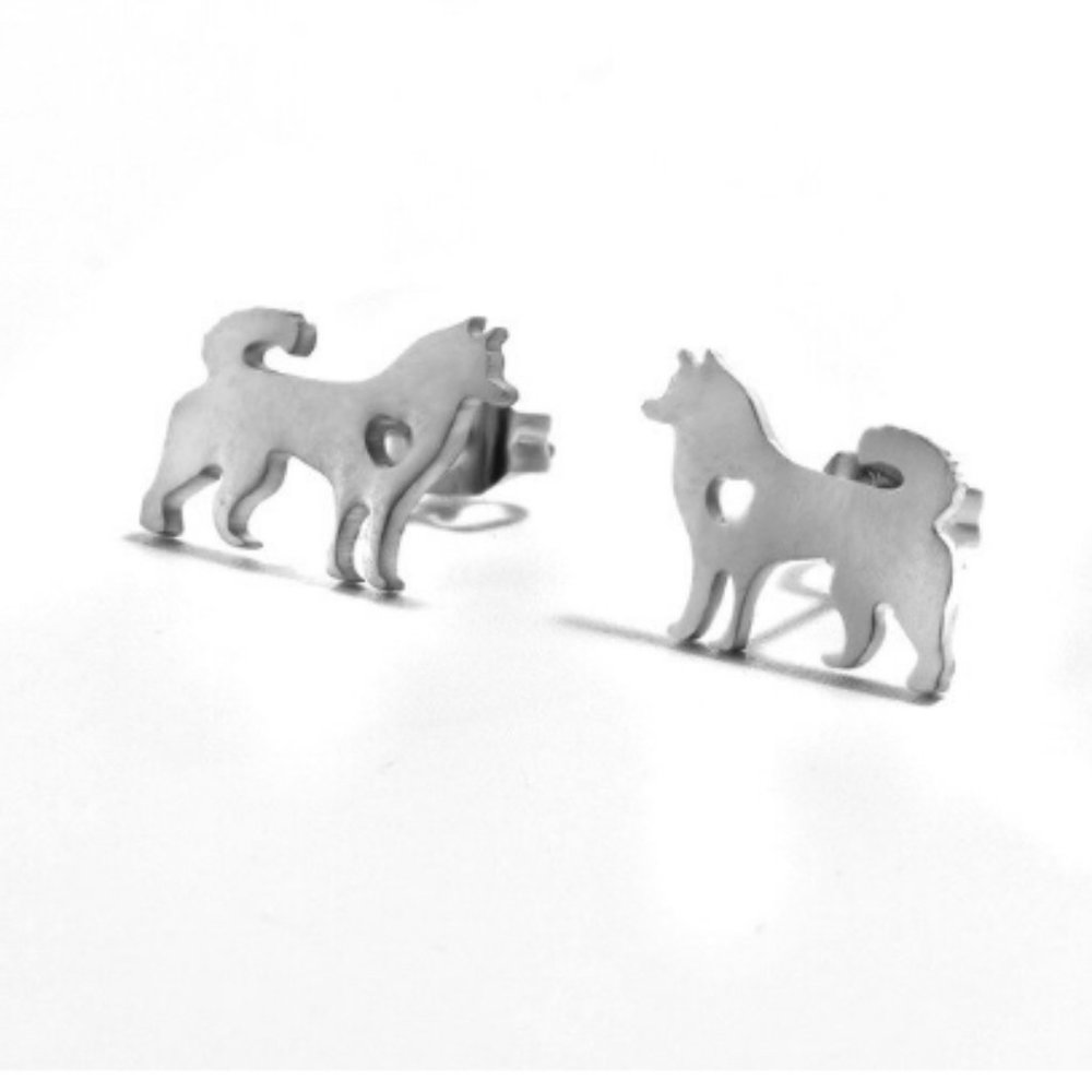 Stainless steel dog earrings